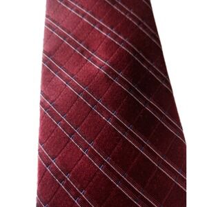 Madison 100% Silk Men's Neck Tie Merlot‎ Subtle White Diagonal Stripe